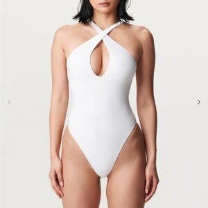 Naked Wardrobe White Keyhole One-Piece Swimsuit - New with tags